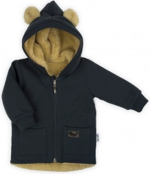 Herbstliche, gefütterte Baby-Sweatjacke Nicol Miki mit Kapuze und Öhrchen
