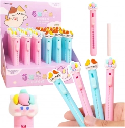 Ausziehbarer Radiergummi mit Katzenfigur blau rosa