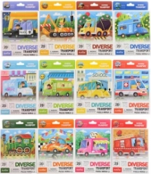 Fröhliches Puzzle mit Verkehrsmotiven