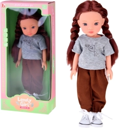 Lovely Girl Puppe mit satinierten Zöpfchen im Sportoutfit 33 cm