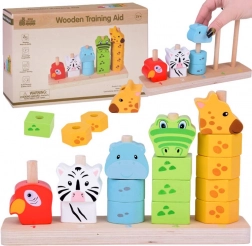 Holz-Stapelspiel mit Tieren zum Lernen von Farben und Zahlen