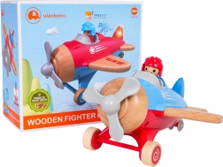 Holzflugzeug in Blau mit Lichtern und Geräuschen