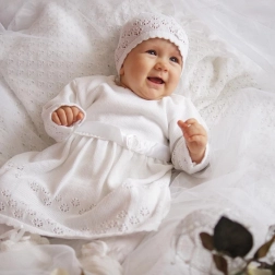 EKO Taufset für Mädchen mit Kleid und Mütze, Größe 62