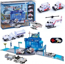 Woopie Themenset Polizeistation am Flughafen mit Autos und Hubschrauber, 37 Teile