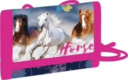 Kinder-Textilgeldbörse mit Pferdemotiv und Klettverschluss