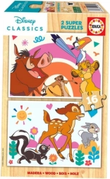 Educa Holzpuzzle Der König der Löwen und Bambi, 2 x 16 Teile
