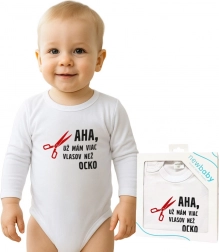 Baby-Body mit Aufdruck New Baby – mehr Haare als Papa, Geschenkverpackung