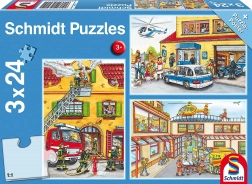 Puzzle Polizei, Feuerwehr und Rettungskräfte 3x24 Teile