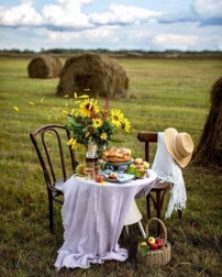Diamantmalerei Frühstück auf dem Feld 30 × 40 cm