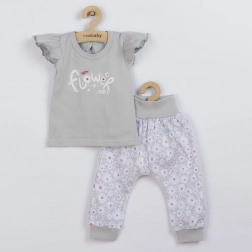 Zweiteiliges Baby-Set aus Baumwolle New Baby Happy Flower, grau