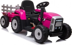 Kindertraktor mit Anhänger auf Akku rosa