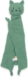 Musselin Einschlafhilfe New Baby mit Katzenmotiv in minzgrüner Farbe