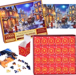 Adventskalender-Puzzle – Santa im Schlitten im Vintage-Stil