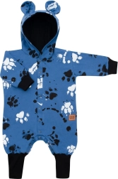 Baby-Baumwolloverall mit Kapuze und Öhrchen New Baby Paw blau