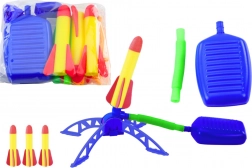 Schaumstoff-Raketenabschussrampe mit Fußpumpe – blaues Gartenset