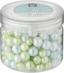Set aus grünen Glasperlen