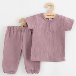 Baby-Musselin-Set T-Shirt und Hose New Baby, lavendel, Größe 74 (6–9 Monate)