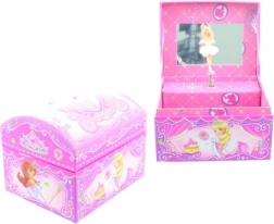 Rosa Spieluhr-Schmuckkästchen mit Ballerina und Spiegel