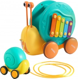 Woopie Zieh-Schnecke 4-in-1 mit Xylophon, Zahnrädern und Abschussbahn + Mini-Auto