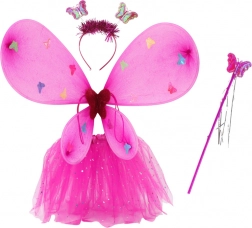 Zauberhaftes Feenkostüm mit Schmetterlingsflügeln – dunkelrosa Set für Kinder