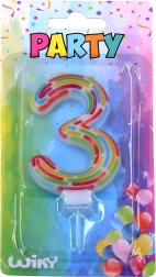 Party-Kerze Zahl 3 mit Streifen