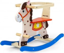Holz-Schaukelpferd mit Rückenlehne MILLY MALLY Lucky, blau‑rot