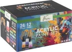 Acrylfarbenset 24 Stk mit 12 Pinseln