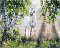 Diamantmalerei Weißes Pferd 30 × 40 cm