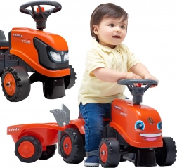 Rutsch-Traktor KUBOTA mit Anhänger und Zubehör für Kinder ab 1 Jahr – FALK