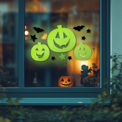 Phosphoreszierende Halloween-Fensterdekoration Kürbis 29 × 16 cm