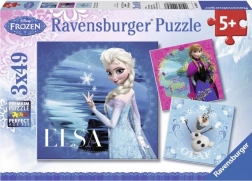Ravensburger Puzzle Die Eiskönigin: Elsa, Anna und Olaf 3×49 Teile