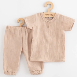 Baby-Musselin-Set T-Shirt und Hose New Baby beige 68 (4–6 Monate)