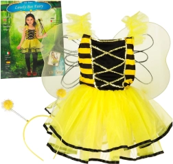 Kinderkostüm Biene mit Kleid, Flügeln und Haarreif