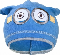 Herbstliche Kinder-Mütze NEW BABY mit Minion-Motiv, hellblau