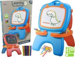 Beidseitige magnetische Whiteboard- und Kreidetafel, blau-rot, mit Schablonen