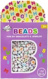 Perlenset – weiße Buchstaben + 1 Meter Schnur