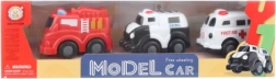 Set aus drei Rettungsfahrzeugen mit Rückziehmotor