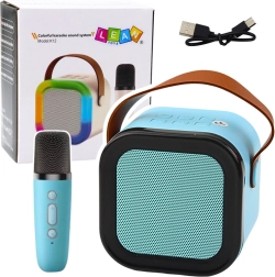 Kabelloser Karaoke-Lautsprecher mit Mikrofon K12 RGB Bluetooth blau