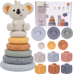 Weiche sensorische Bausteine und Stapelturm mit Bär