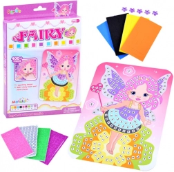 kreative Mozaik aus Schaumstoff Fee – Sticker-Ausmalbild