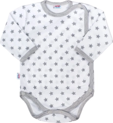 Baby-Body mit durchgehendem Reißverschluss NEW BABY Classic II grau mit Sternchen