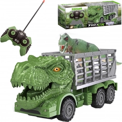 RC-Dino-Lastwagen mit grünem T‑Rex und WOOPIE-Figur