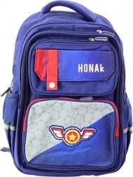 Schulrucksack mit Aufnäher und Brustgurt blau 20L