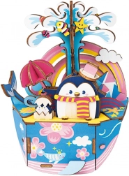 Holz 3D Puzzle Spieluhr Pinguin im Ozean