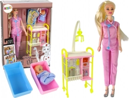 Ärztliche Puppe mit langen Haaren und Zubehör