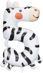 Folienballon Zahl 5 – Zebra 42 × 81 cm