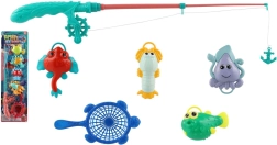 Kinderspiel Angeln mit Angelrute und Wassertierchen