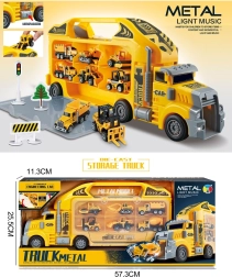 Koffer Lastwagen mit 6 Metallfahrzeugen mit Licht und Sound