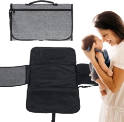 Reise-Wickelauflage mit faltbarer Tasche – grau