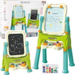 Bildung Beidseitige Tafel auf Ständer mit grünen Zubehörteilen 3in1